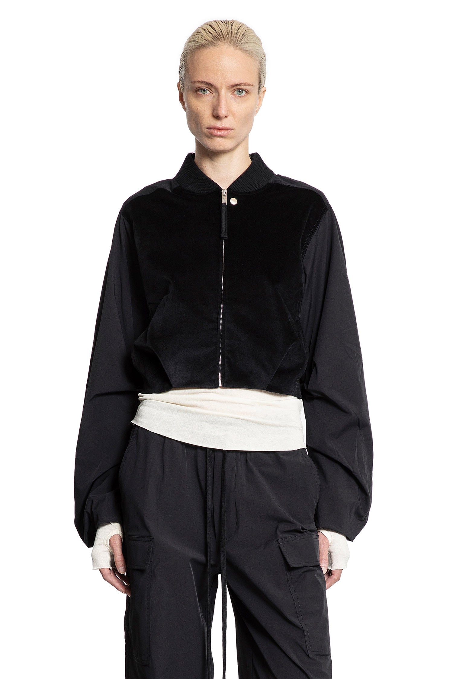 Cropped Bomber in Velvet and Nylon - Antonioli.eu
