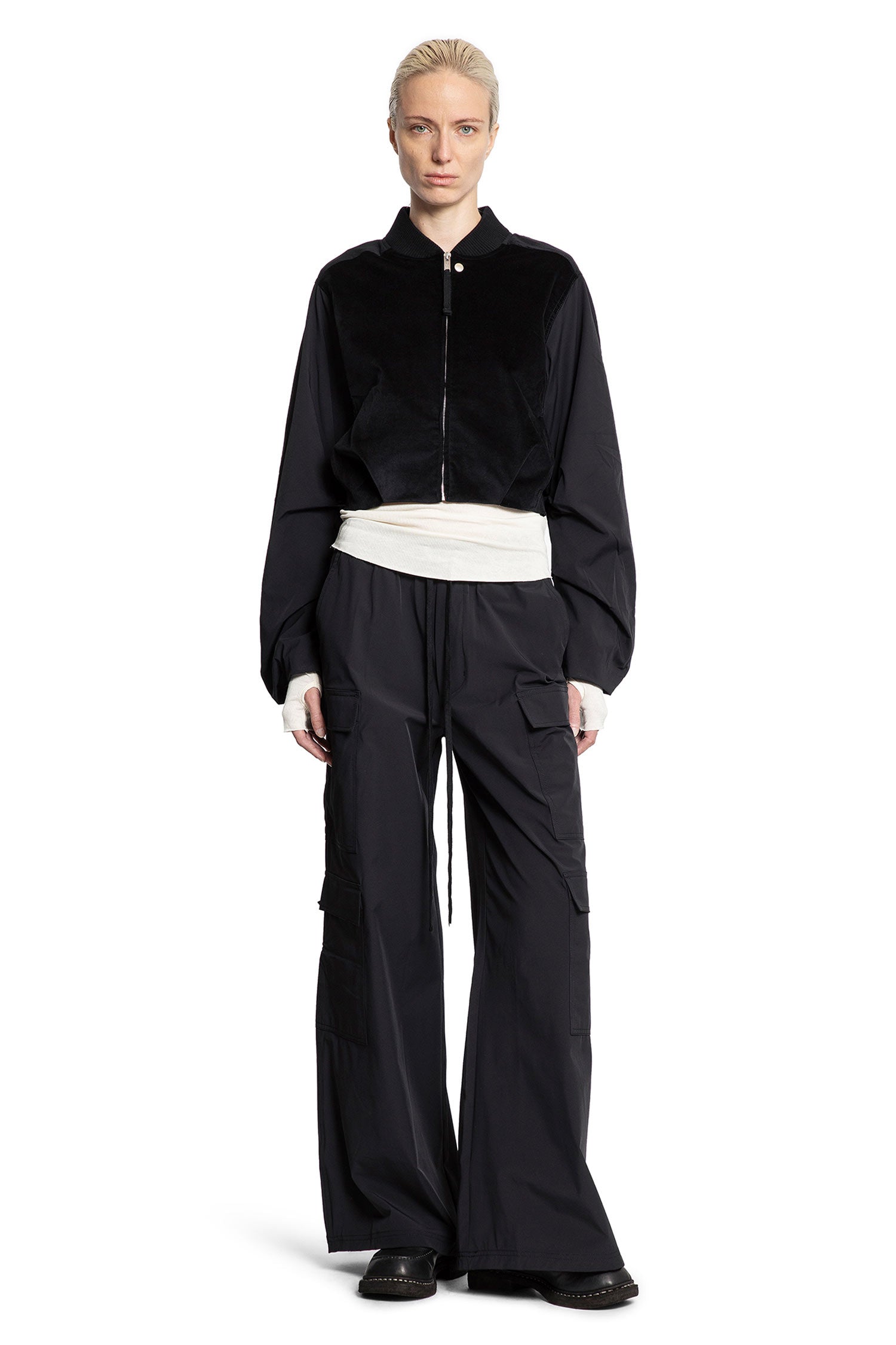 Cropped Bomber in Velvet and Nylon - Antonioli.eu