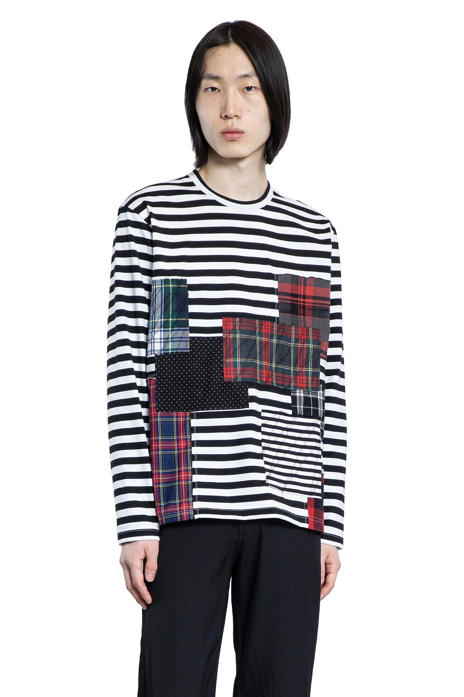 Jersey Patchwork Long Sleeve T-Shirt - Antonioli.eu