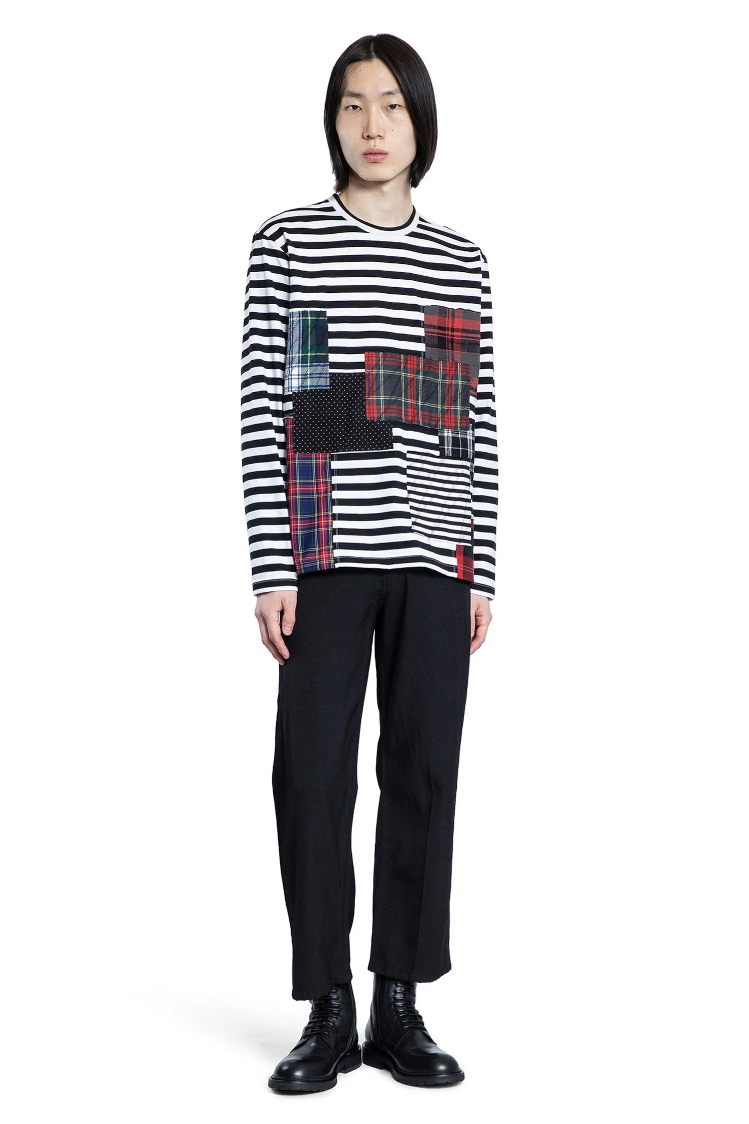 Jersey Patchwork Long Sleeve T-Shirt - Antonioli.eu