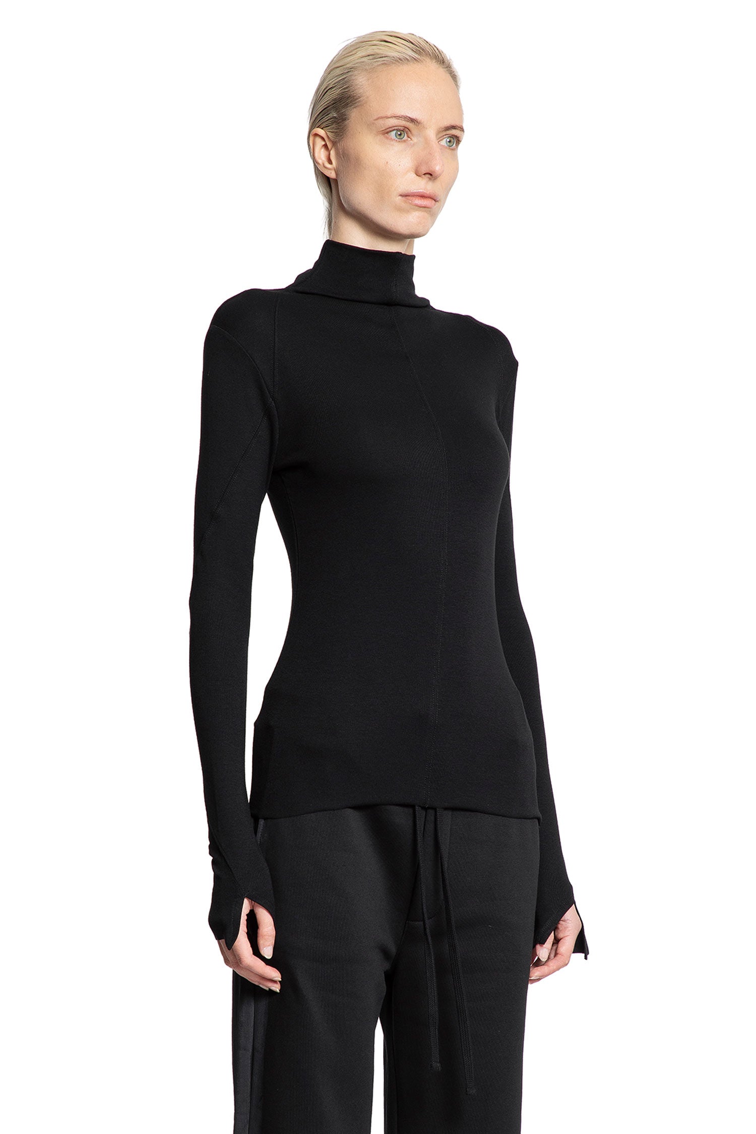 Long Sleeve Stretch Jersey Turtleneck Top - Antonioli.eu