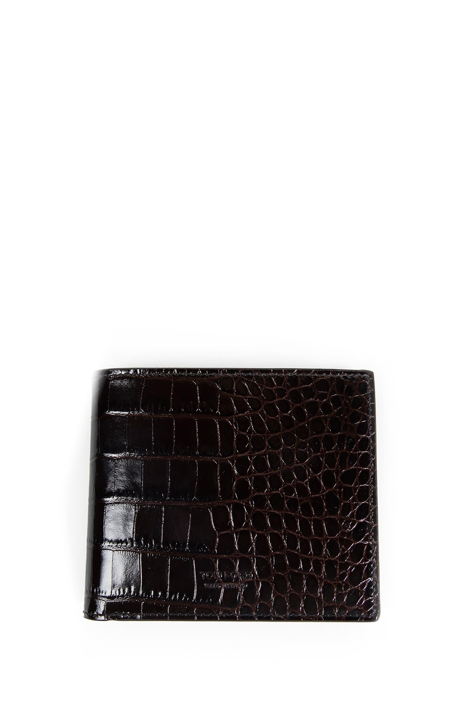 Shiny Stamped Crocodile Leather Bifold Wallet