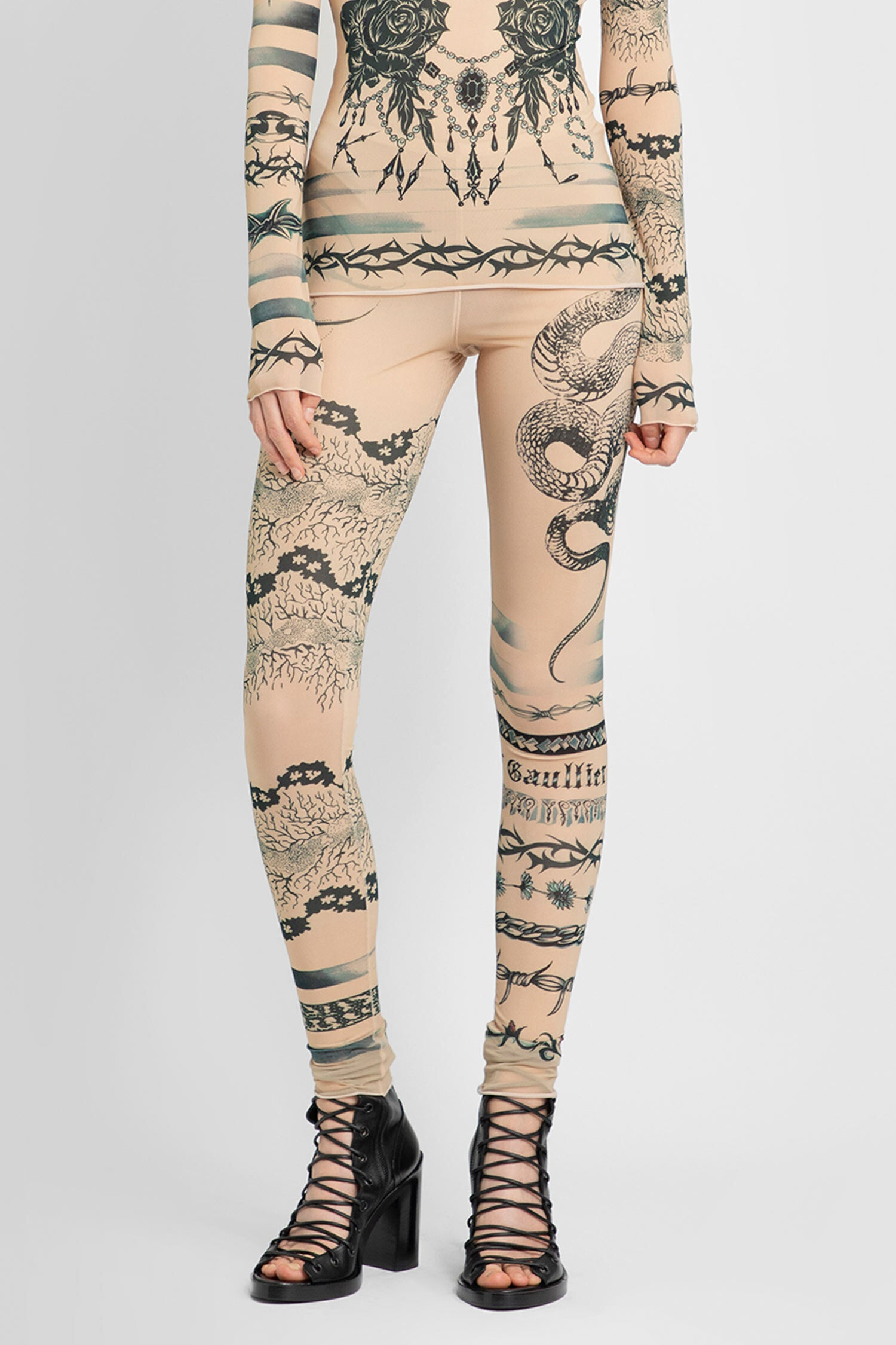 Jean Paul Gaultier X KNWLS Leggings Printed Trompe l'oeil Tattoo