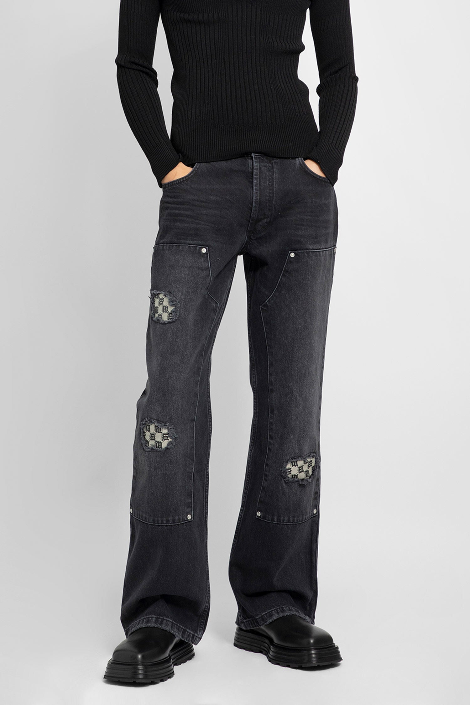 MISBHV MONOGRAM CARPENTER DENIM TROUSERS - BLACK