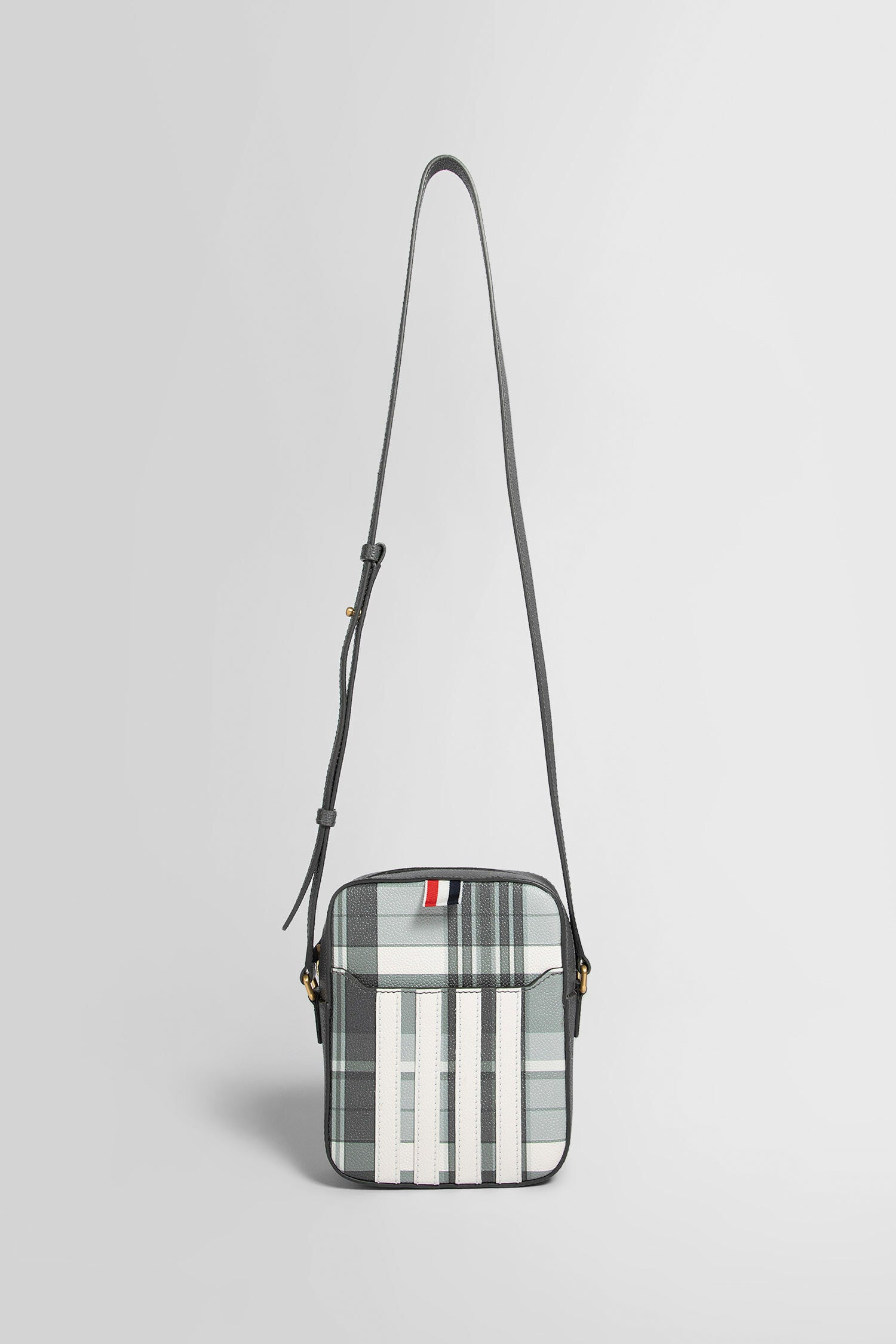 THOM BROWNE Leather Madras Vertical Camera Bag