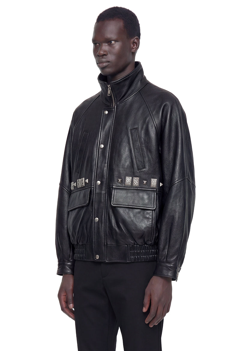 
              ENFANTS RICHES DÉPRIMÉS Prince Phillip's Childhood Studded Leather Jacket man
            