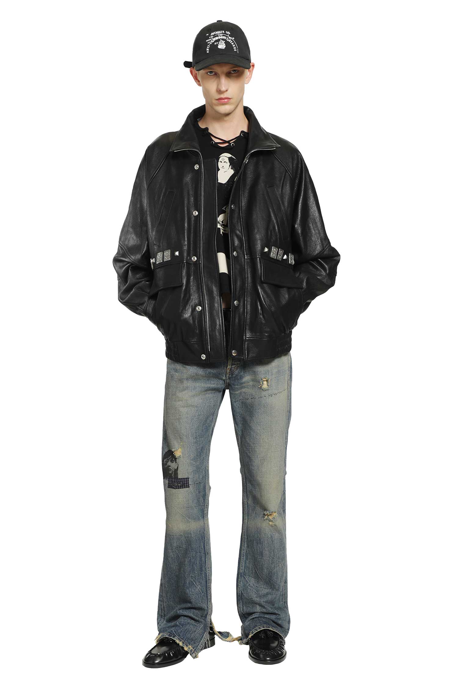 ENFANTS RICHES DÉPRIMÉS Prince Phillip's Childhood Studded Leather Jacket man