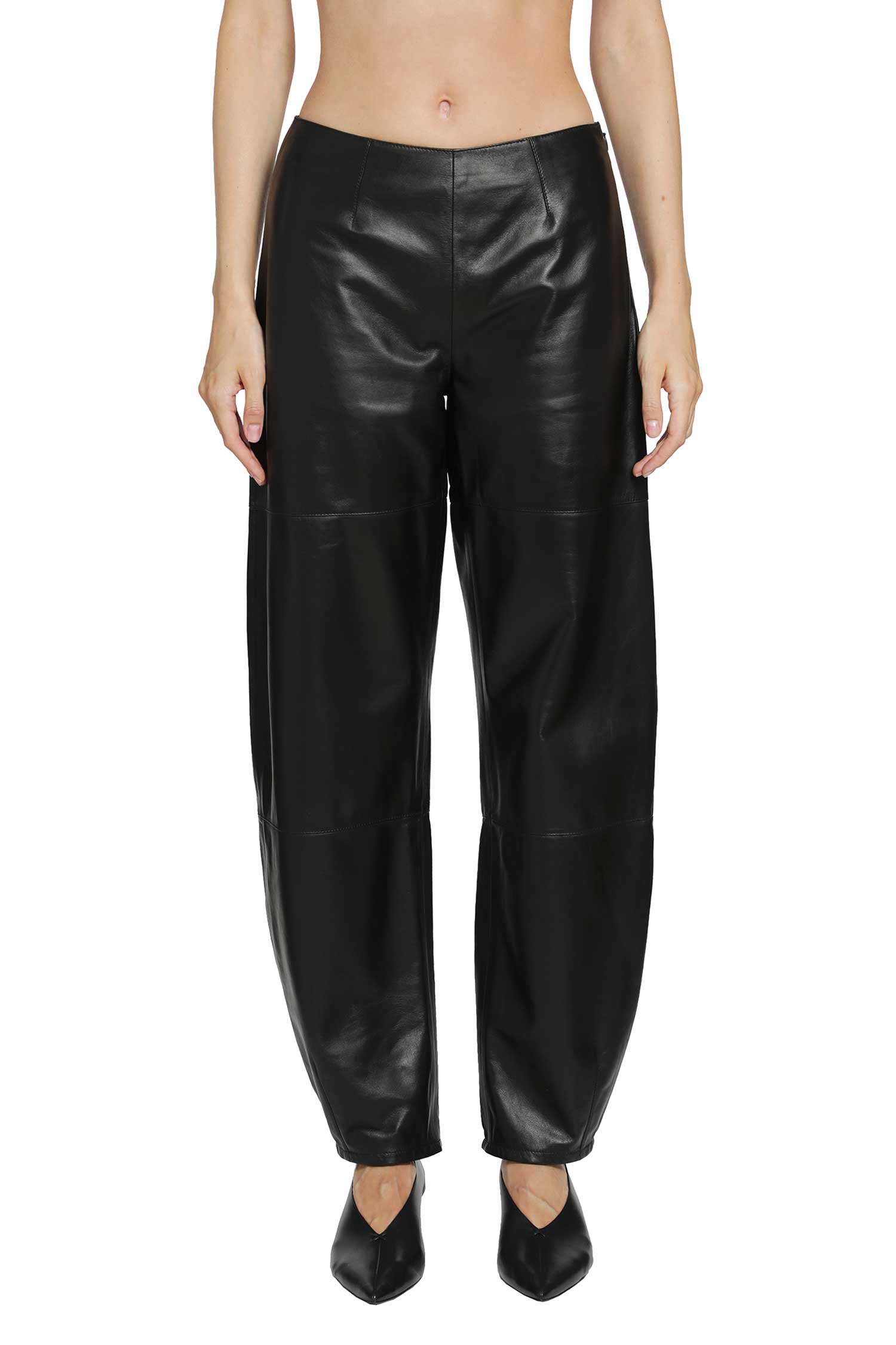 Leather Barrel Pants
