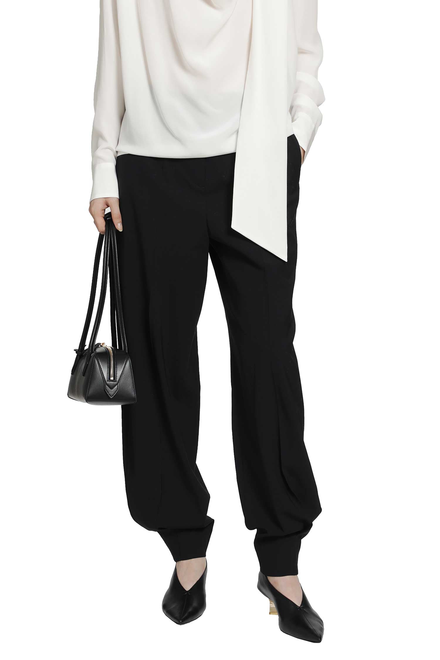Stretch Wool Barrel Pants