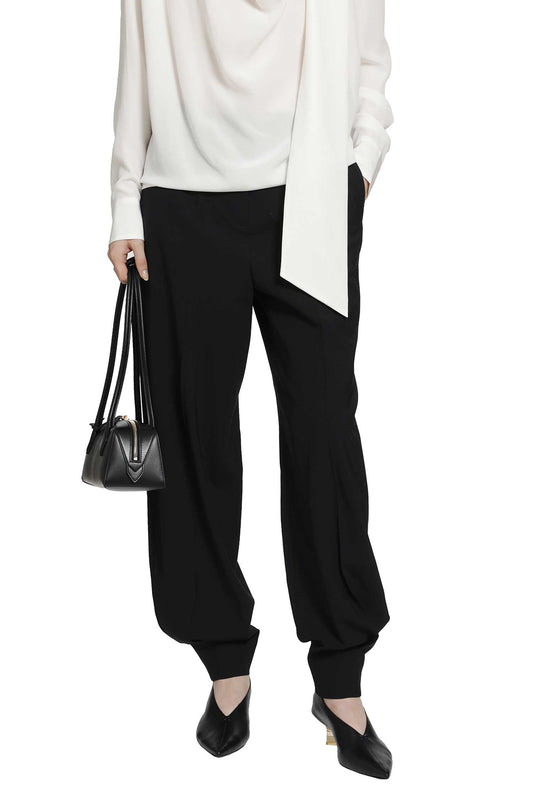 Stretch Wool Barrel Pants
