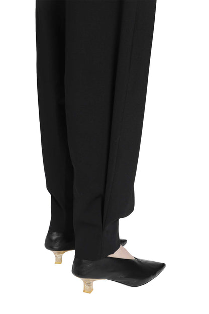 Stretch Wool Barrel Pants