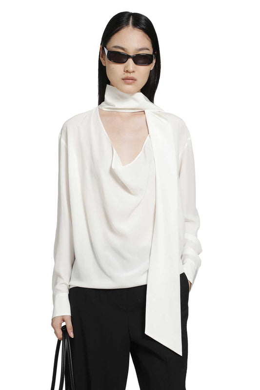 Crepe De Chine Scarf Detail Blouse