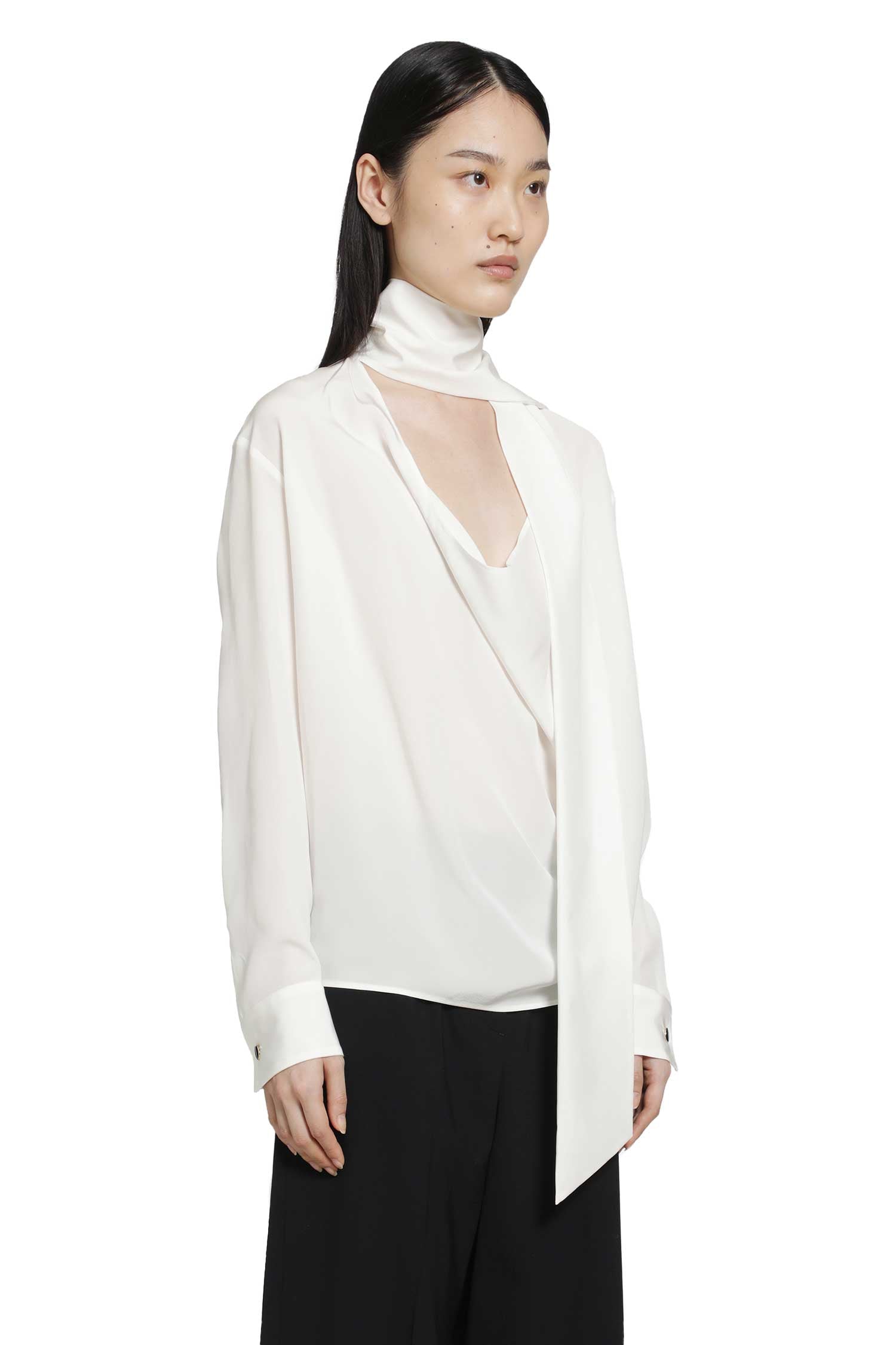Crepe De Chine Scarf Detail Blouse