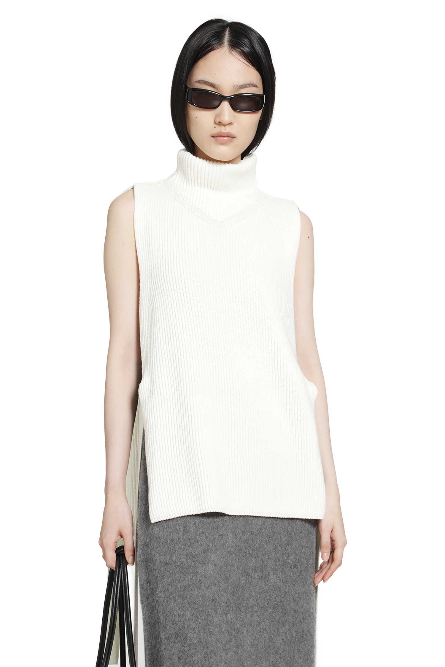 Ribbed Knit Wool Vest