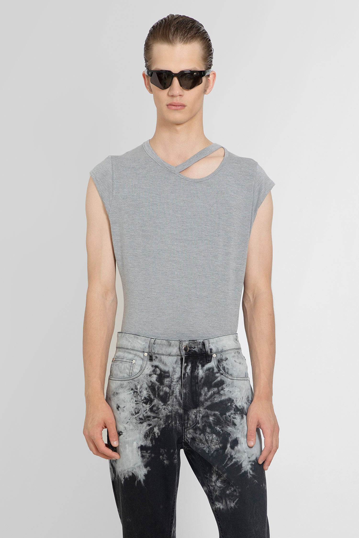 LOUIS GABRIEL NOUCHI MAN GREY T-SHIRTS & TANK TOPS