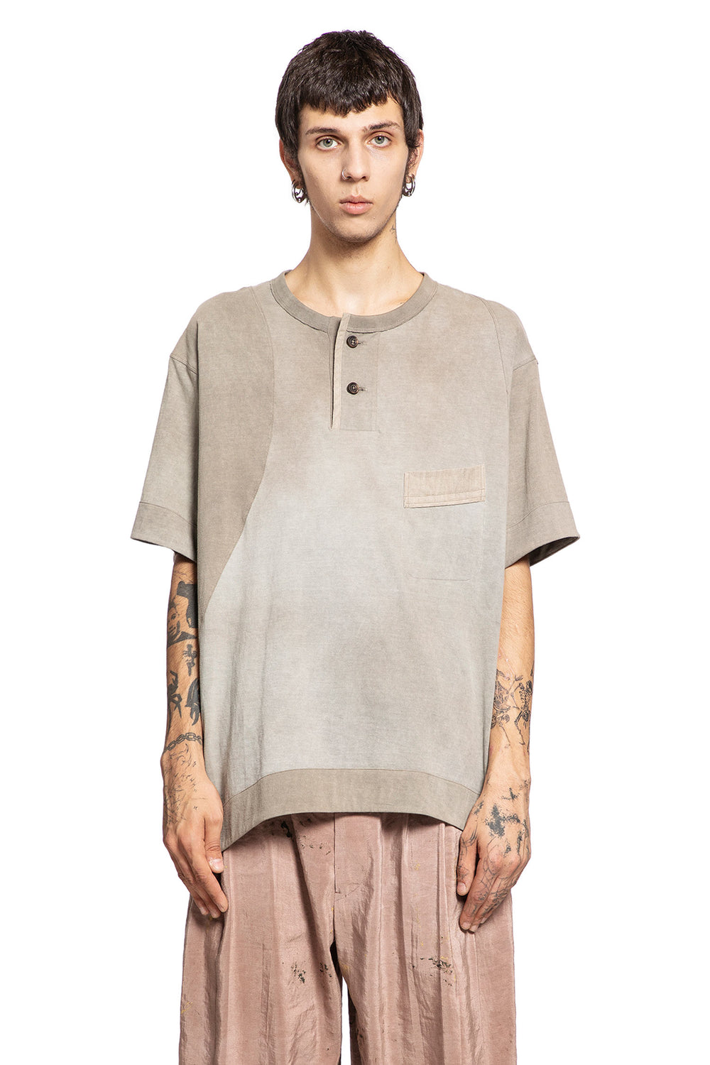 ZIGGY CHEN MAN BEIGE T-SHIRTS & TANK TOPS