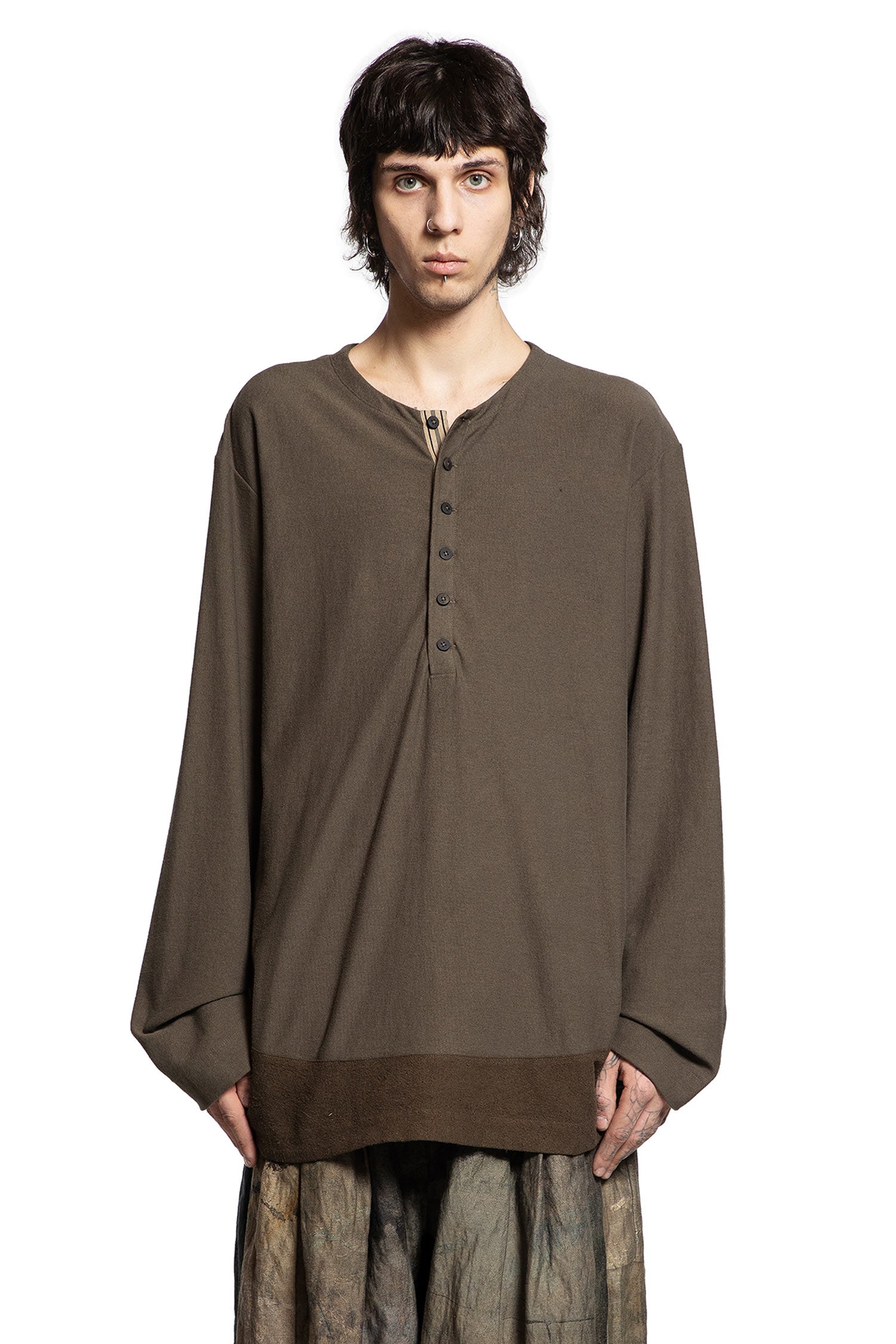 Henley Neck Long Sleeve T-Shirt