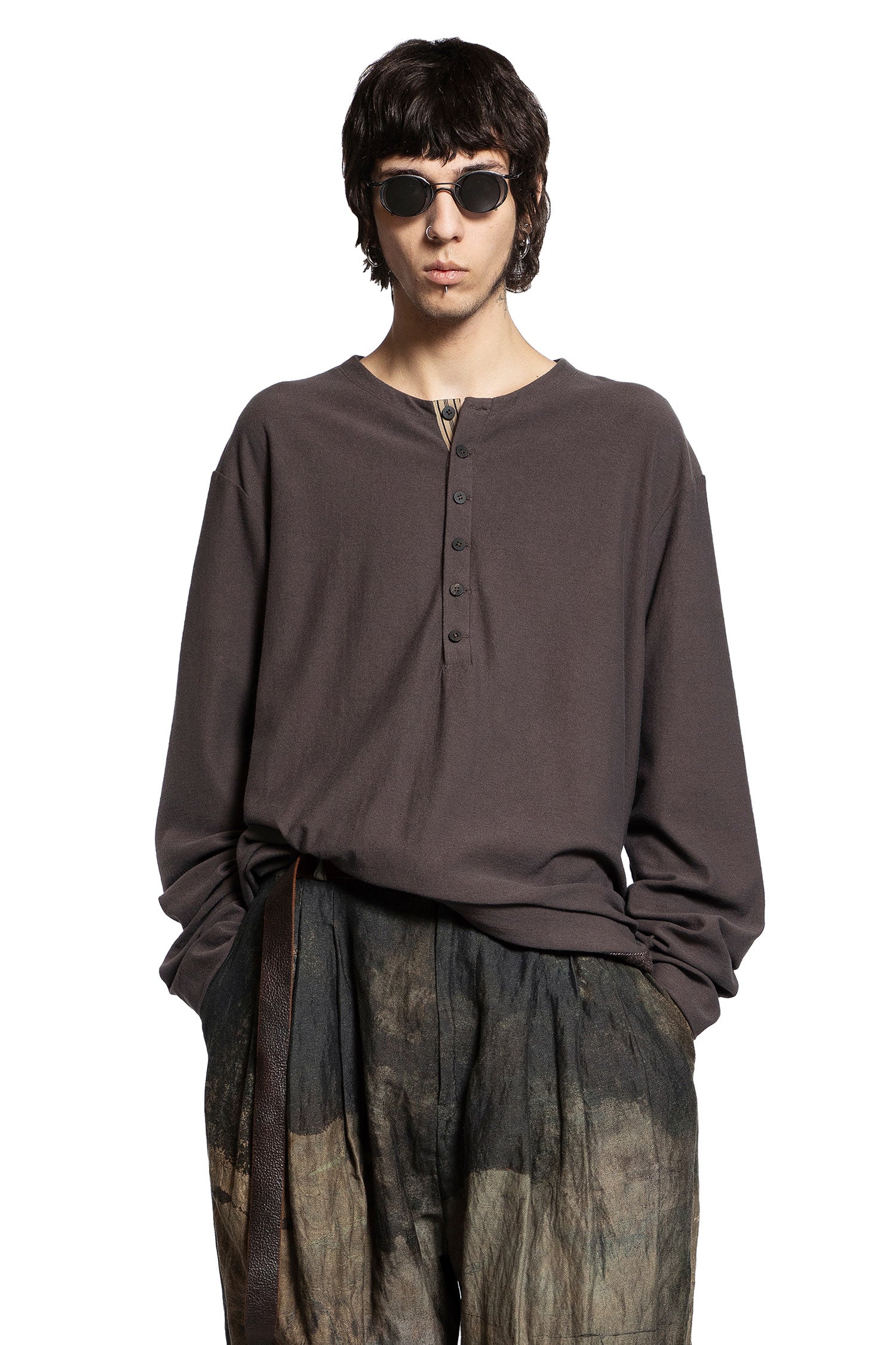 ZIGGY CHEN | Henley-Neck Long Sleeve T-Shirt | Antonioli.eu
