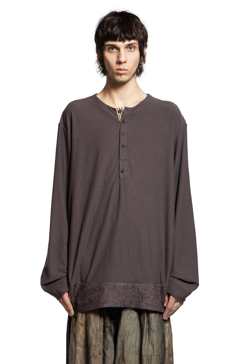 Henley-Neck Long Sleeve T-Shirt