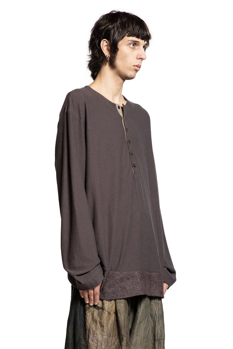Henley-Neck Long Sleeve T-Shirt