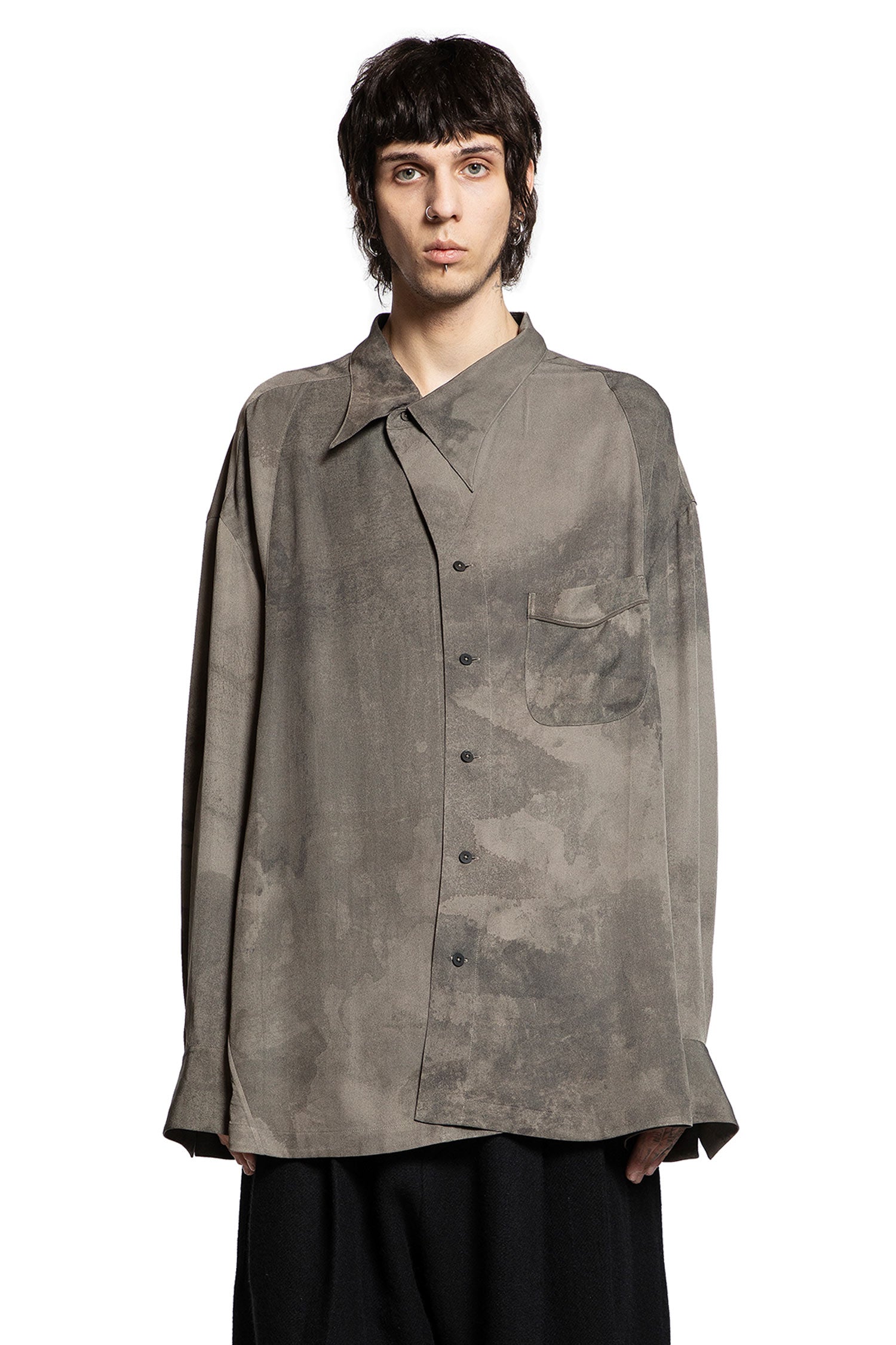 Reversed Digital Print Oversize Shirt
