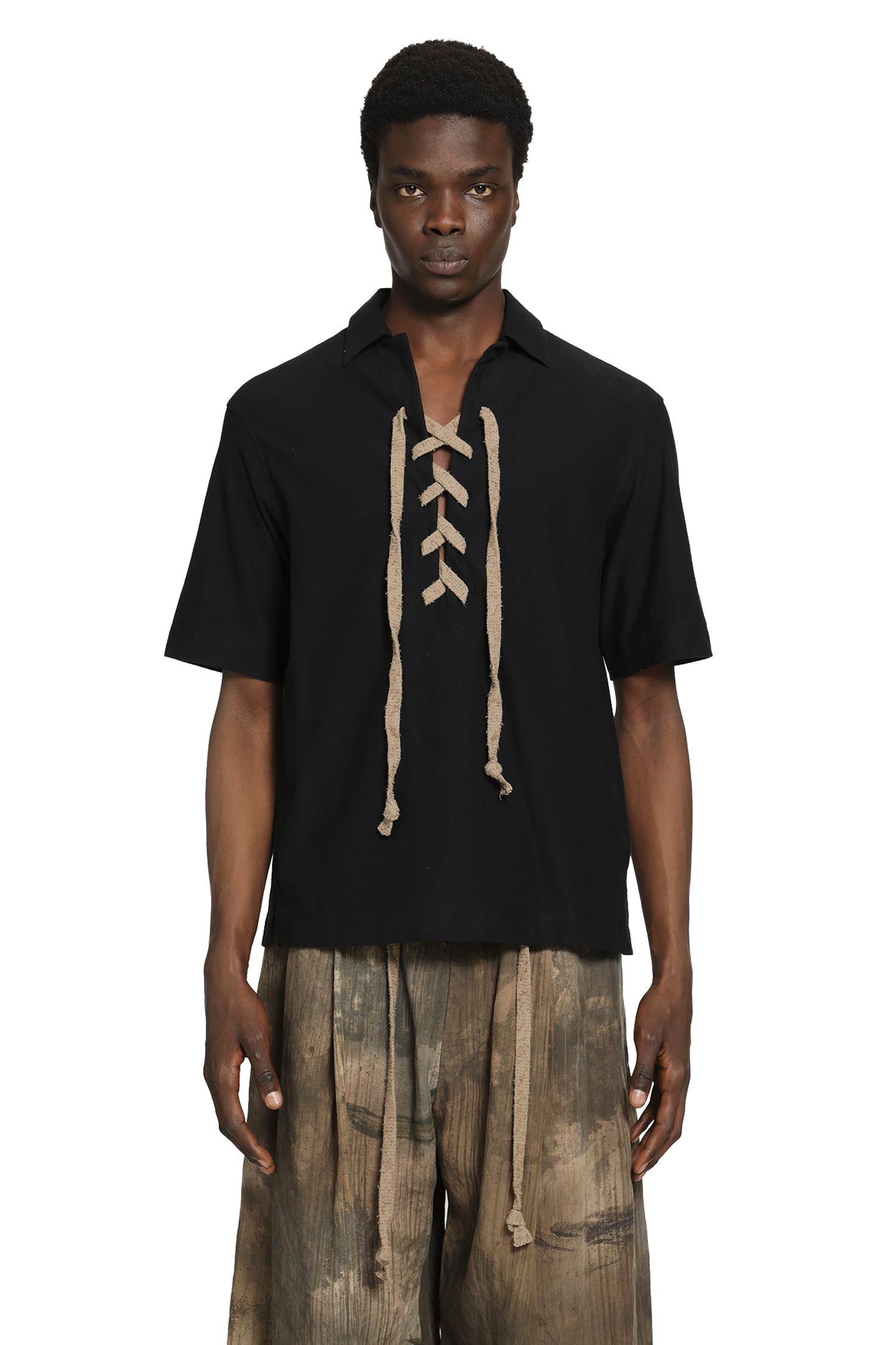 ZIGGY CHEN String Fastened Rugby Polo Shirt man