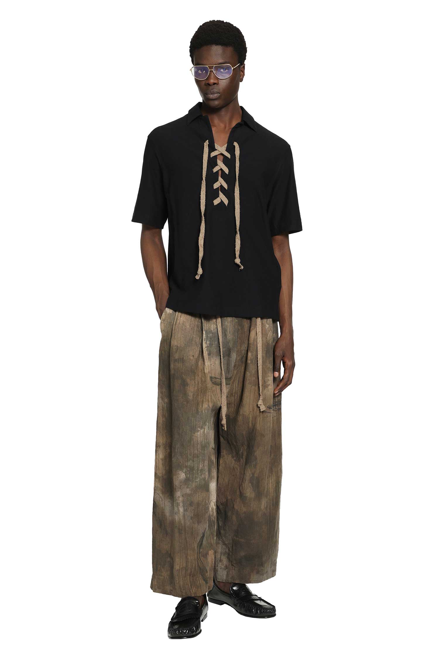 ZIGGY CHEN String Fastened Rugby Polo Shirt man