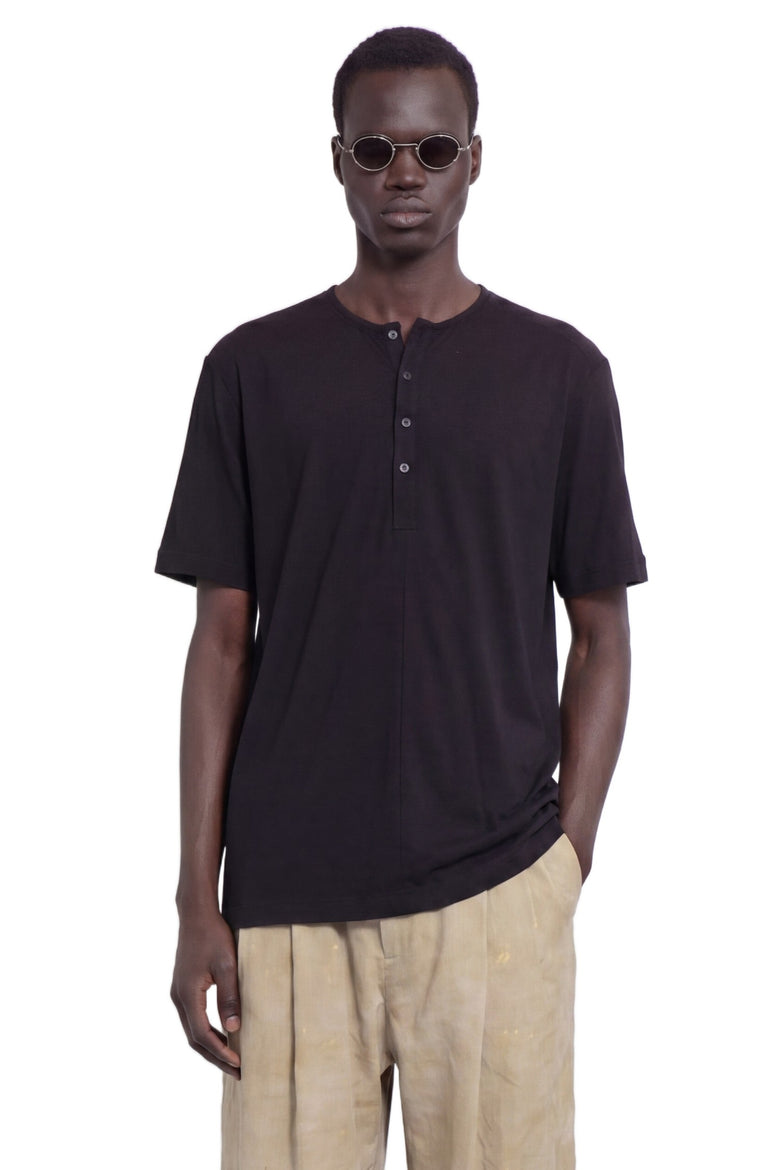ZIGGY CHEN Henley Neck Gathered T-shirt man