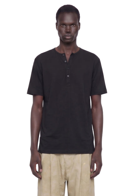 Henley Neck Gathered T-shirt