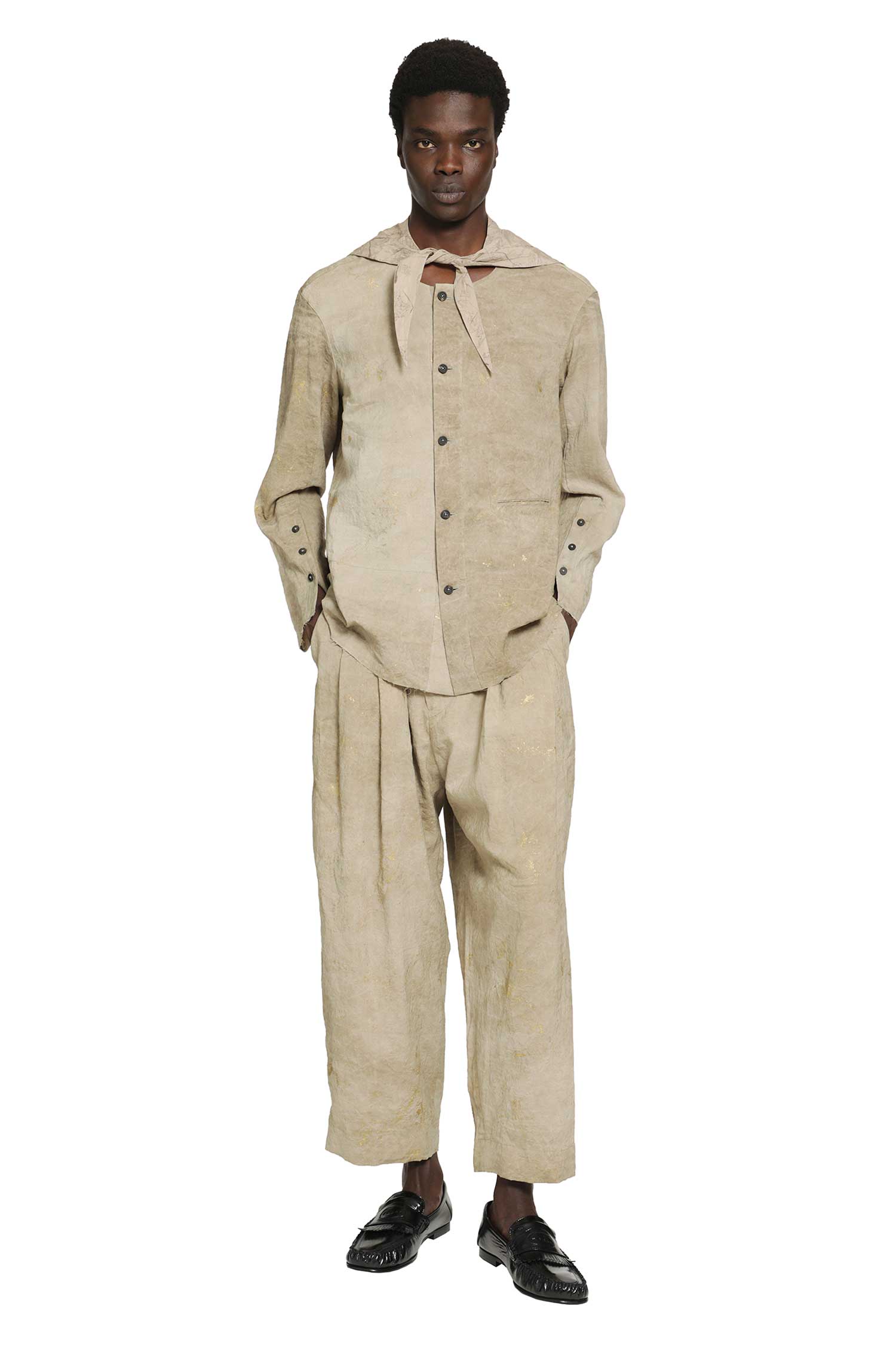 ZIGGY CHEN Gold Leaf Trousers man