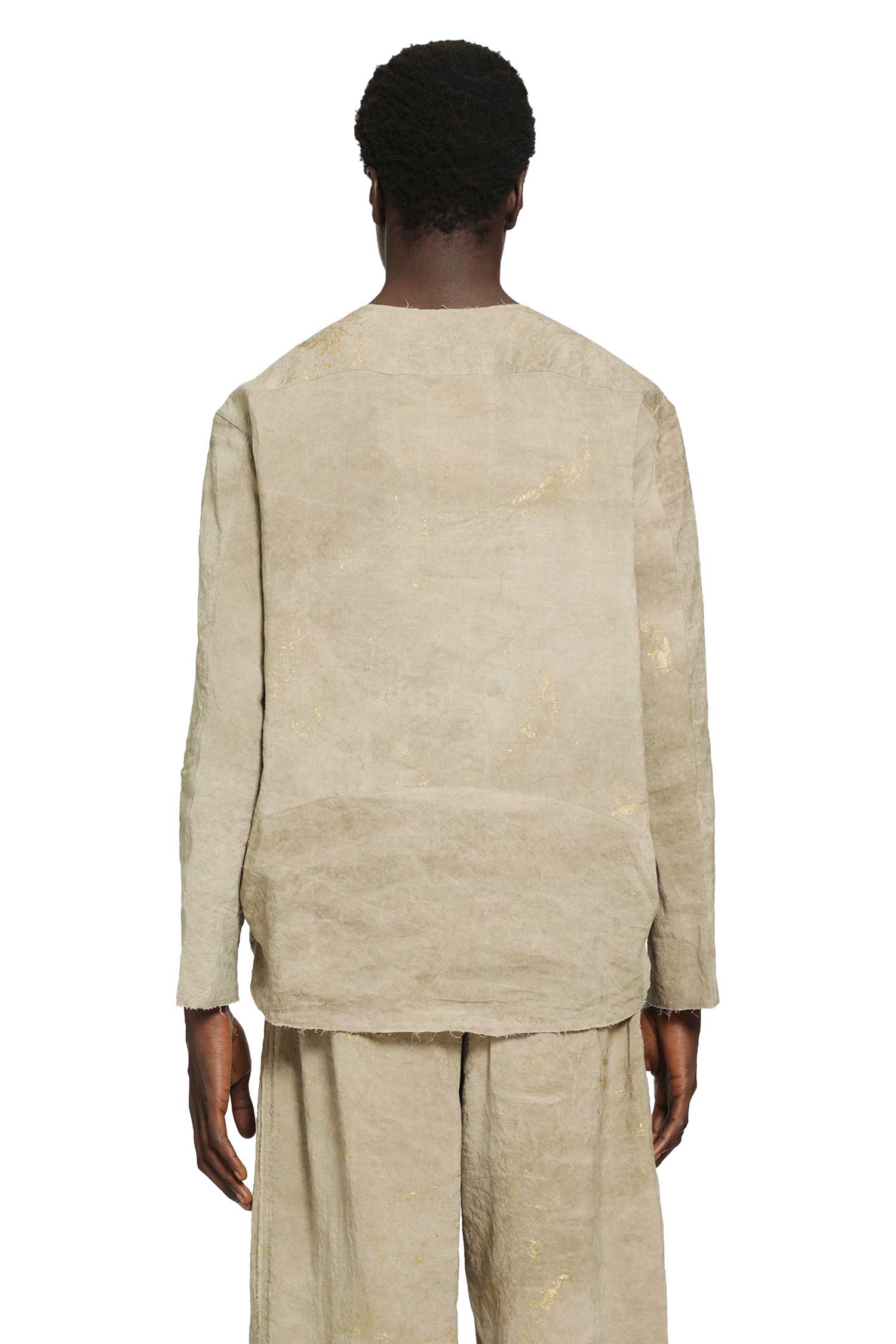 ZIGGY CHEN Collarless Patchwork Shirt man