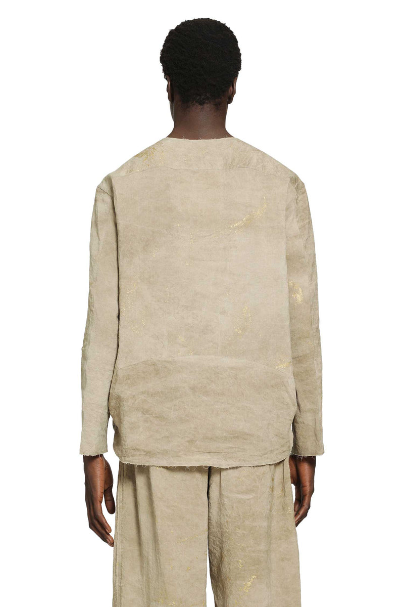 ZIGGY CHEN Collarless Patchwork Shirt man