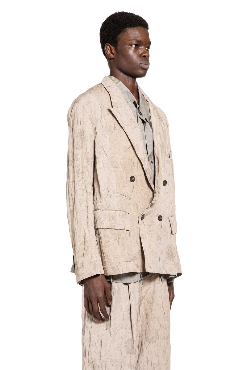 Digital Print Double-Breasted Blazer