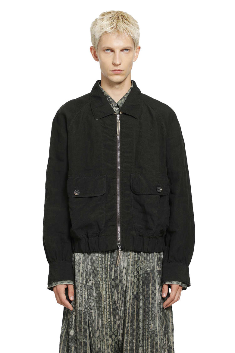 
              ZIGGY CHEN Puppytooth Cropped Aviator Jacket man
            