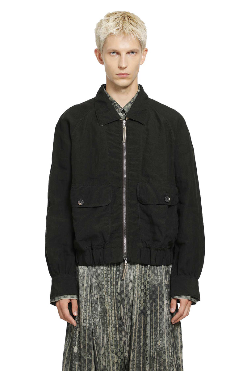 ZIGGY CHEN Puppytooth Cropped Aviator Jacket man
