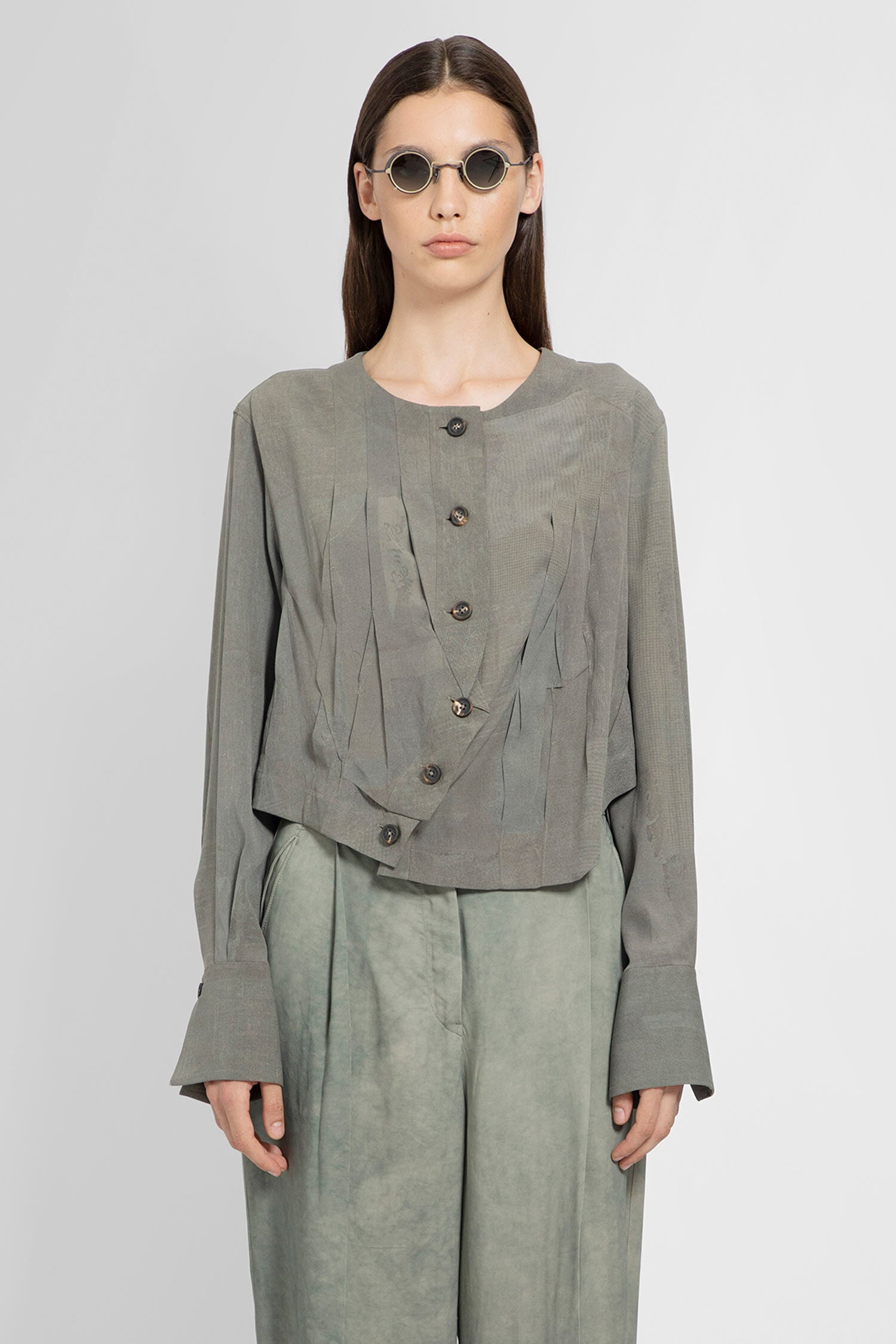 ZIGGY CHEN WOMAN GREY SHIRTS