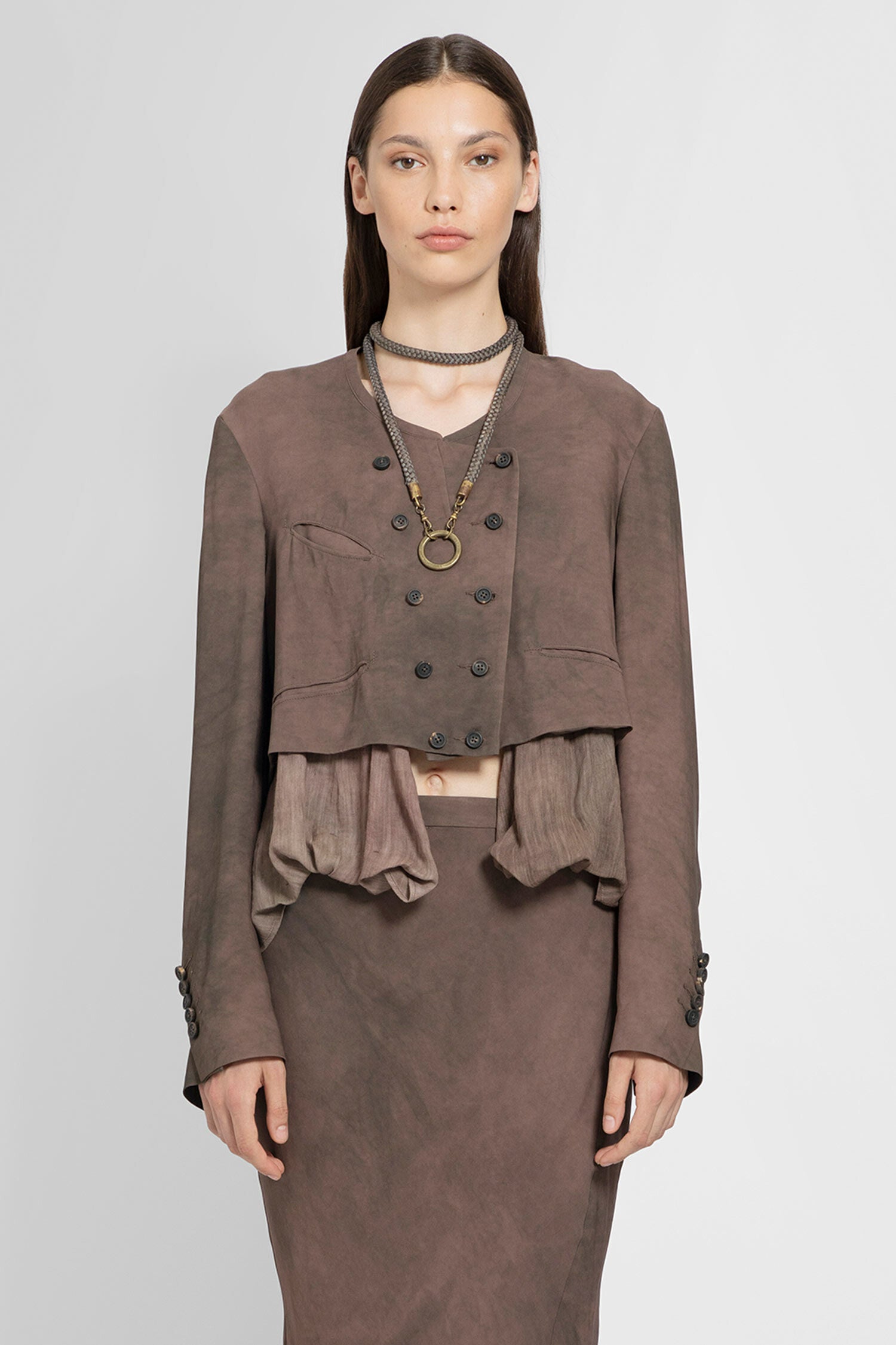 ZIGGY CHEN WOMAN BROWN JACKETS