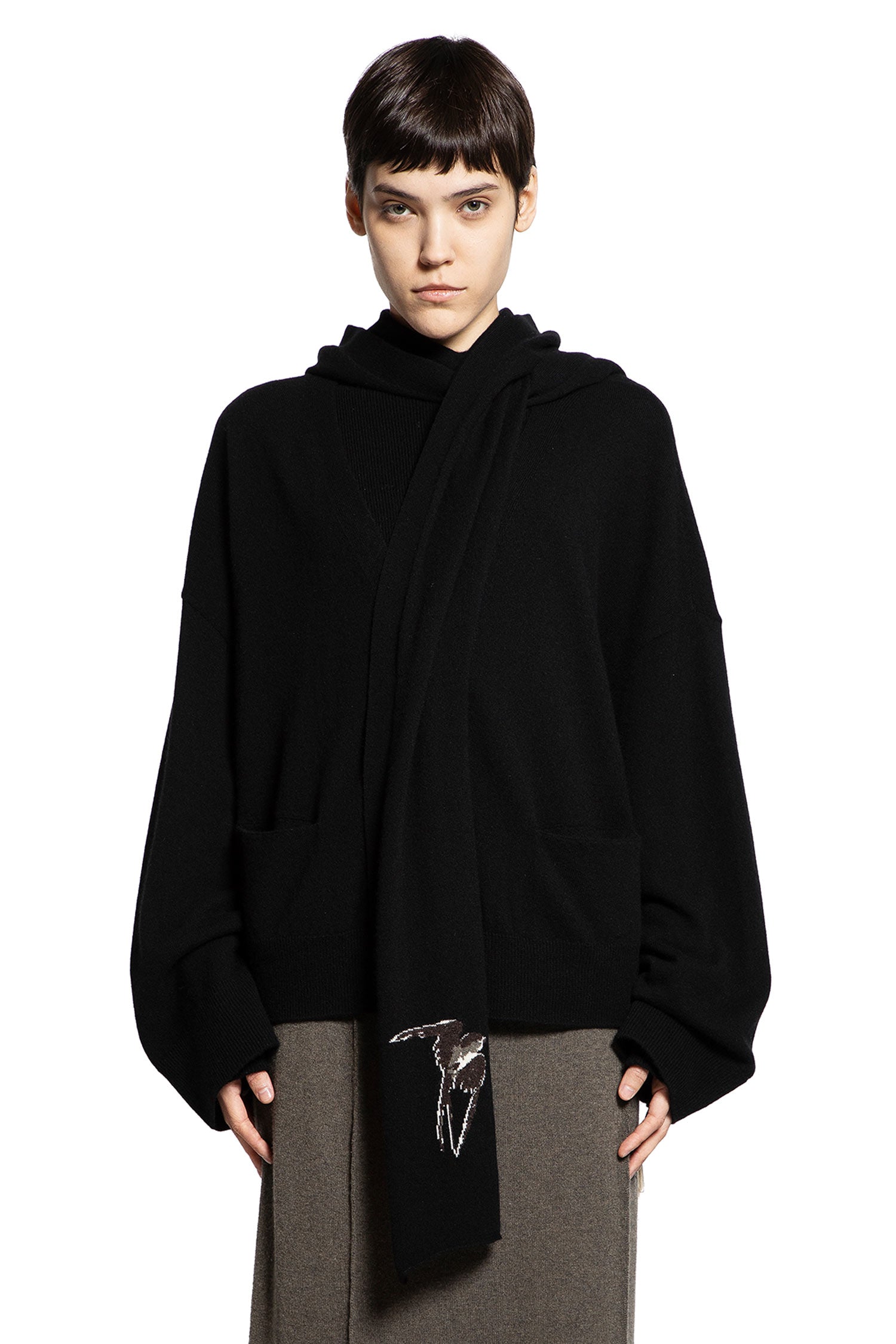 Scarf Cardigan with Hood