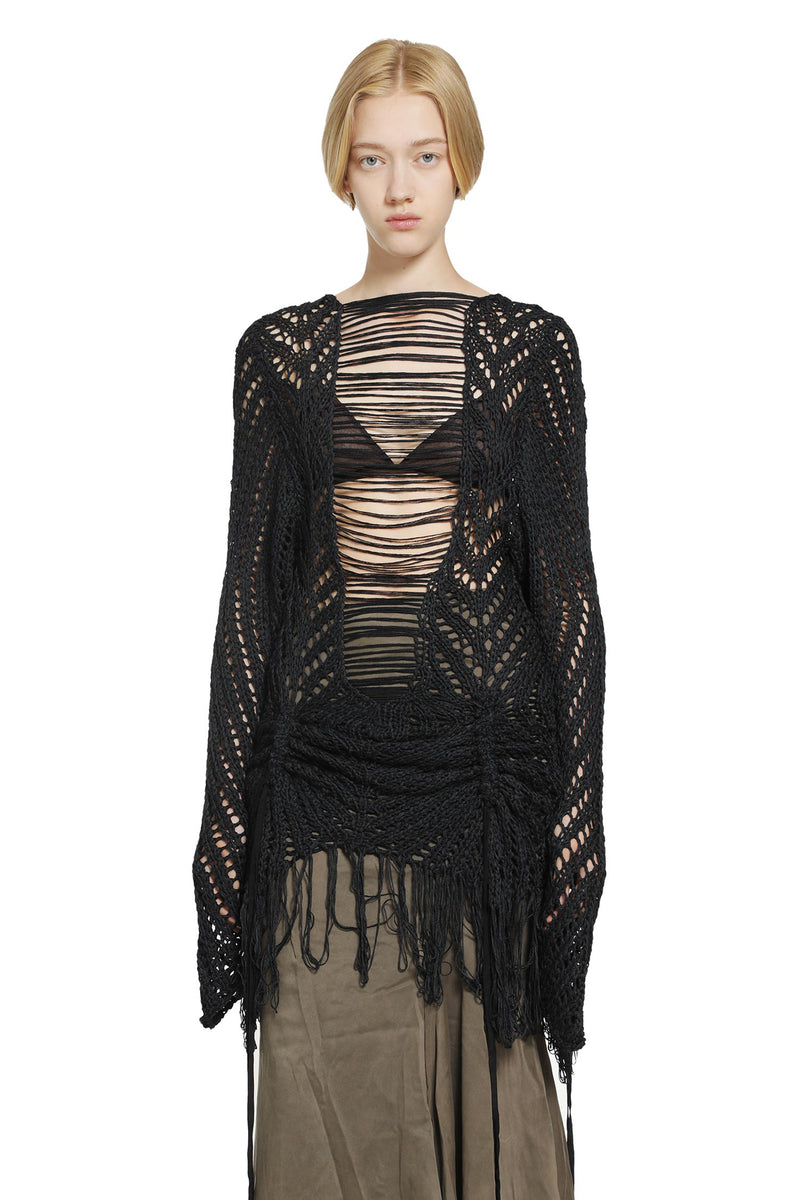 YEHUAFAN Crochet Silk Knit Sweater woman