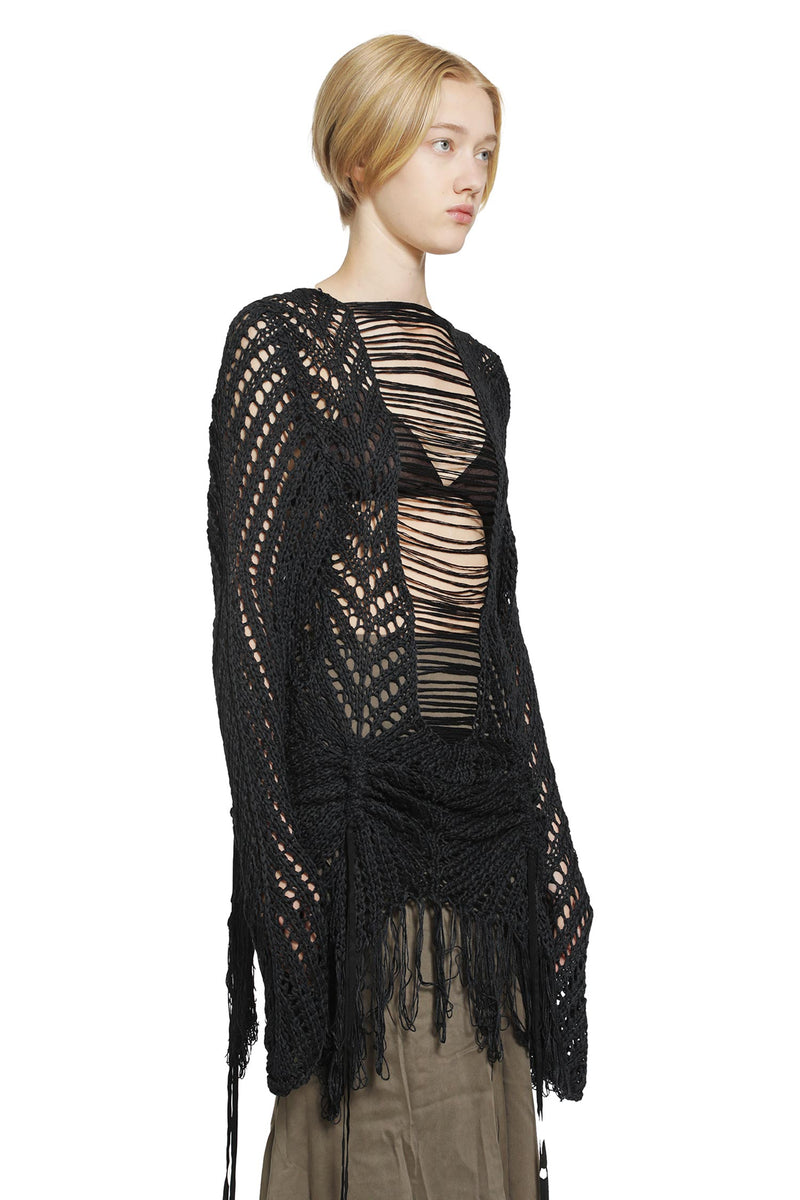 YEHUAFAN Crochet Silk Knit Sweater woman
