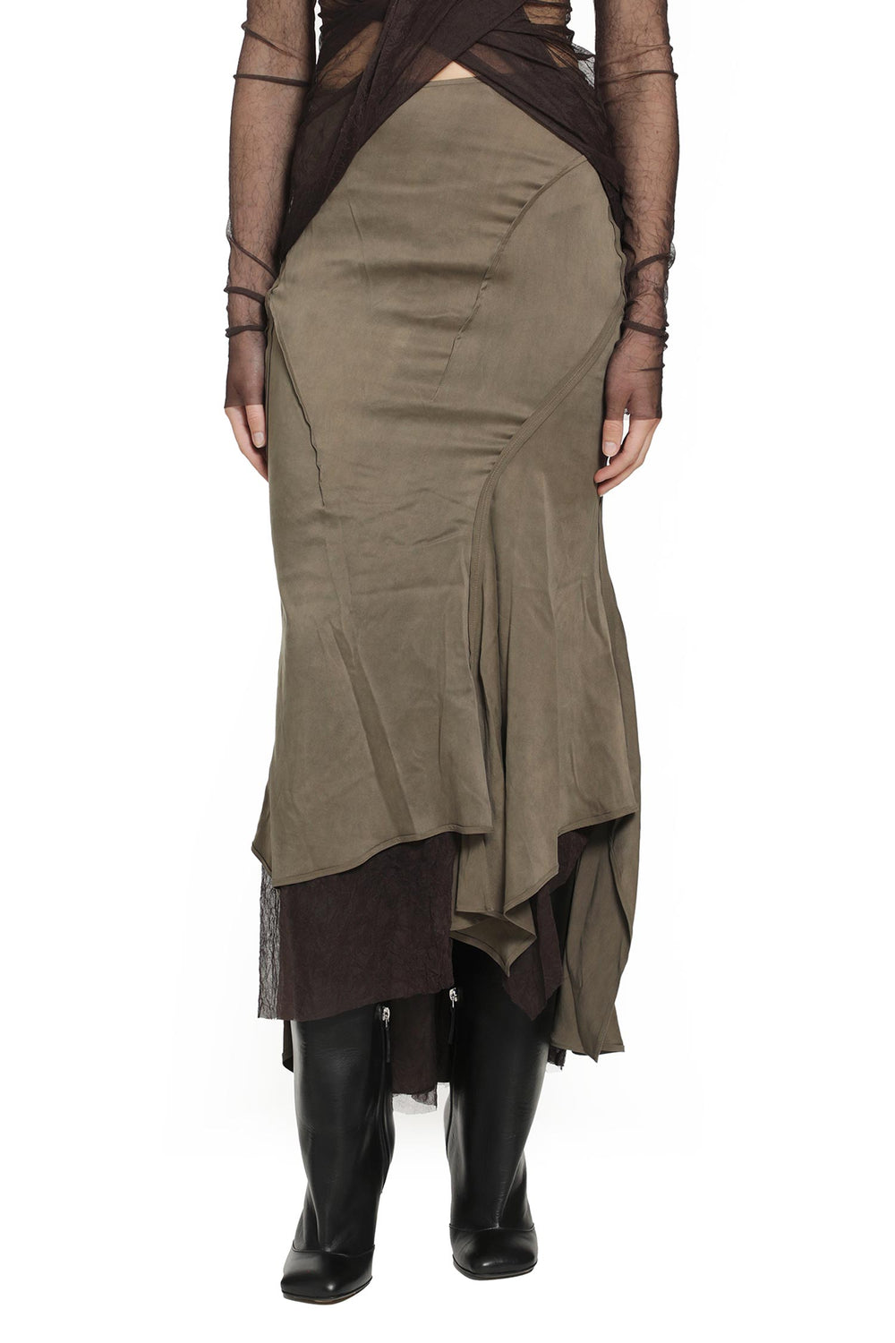 YEHUAFAN Layered Silk Skirt woman