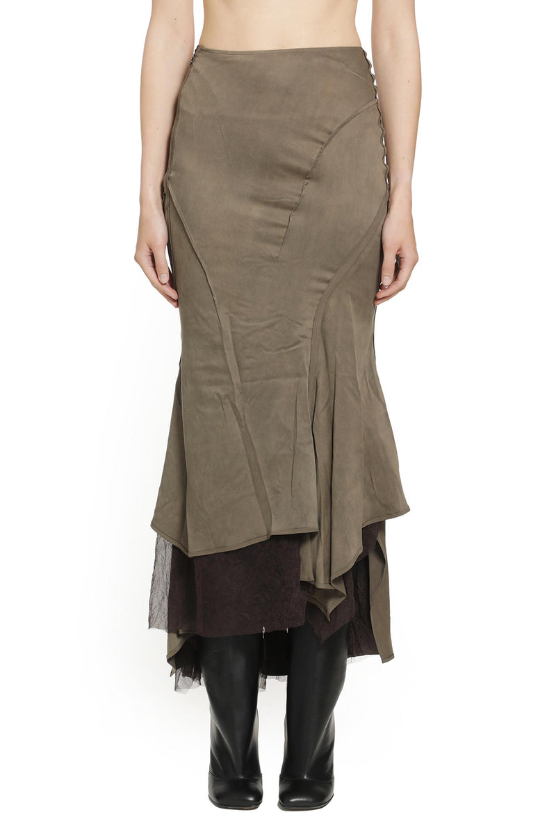 YEHUAFAN Layered Silk Skirt woman
