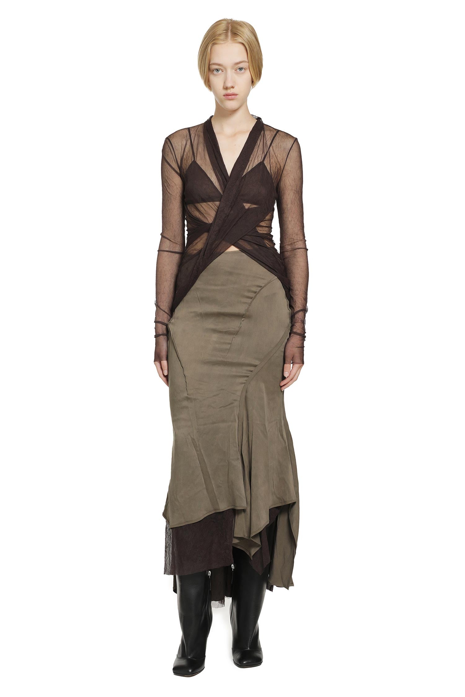 YEHUAFAN Layered Silk Skirt woman