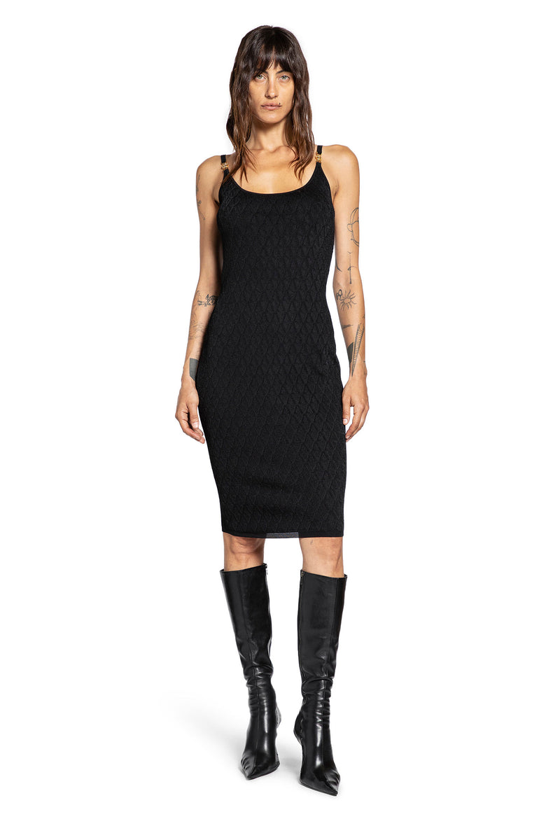 V Allover Jacquard Knit Mini Dress