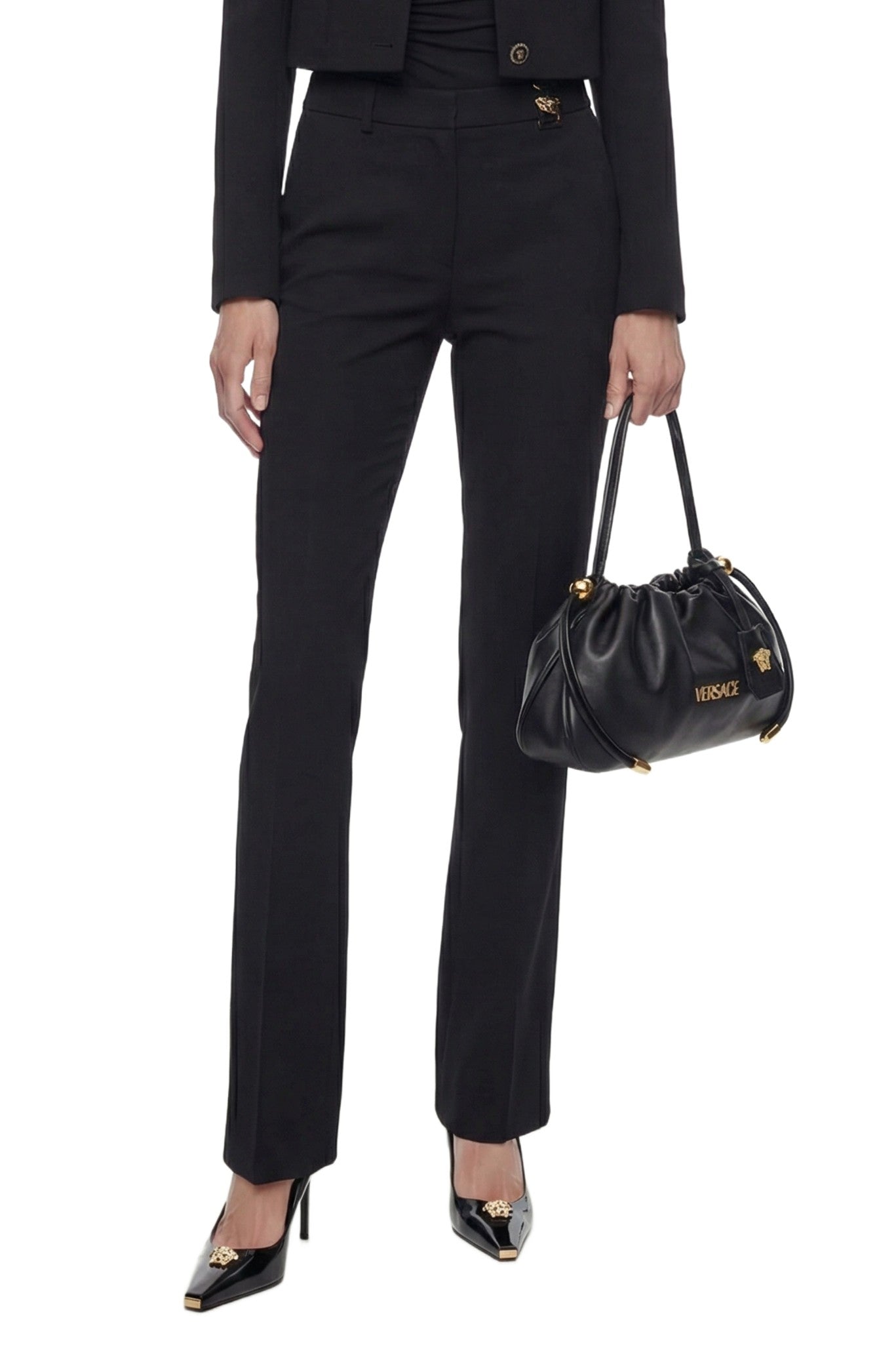 Flared Stretch Wool Trousers