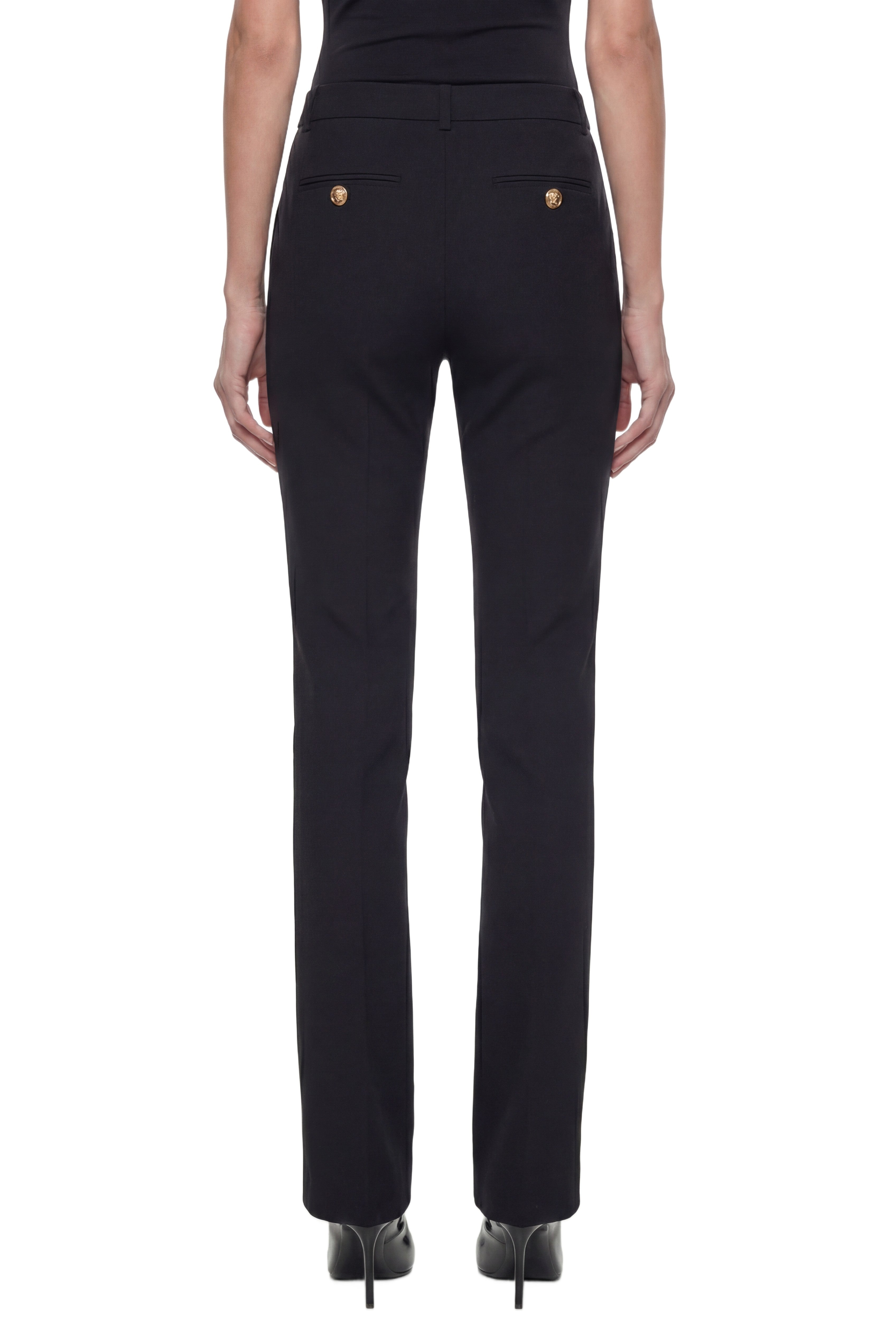 Flared Stretch Wool Trousers