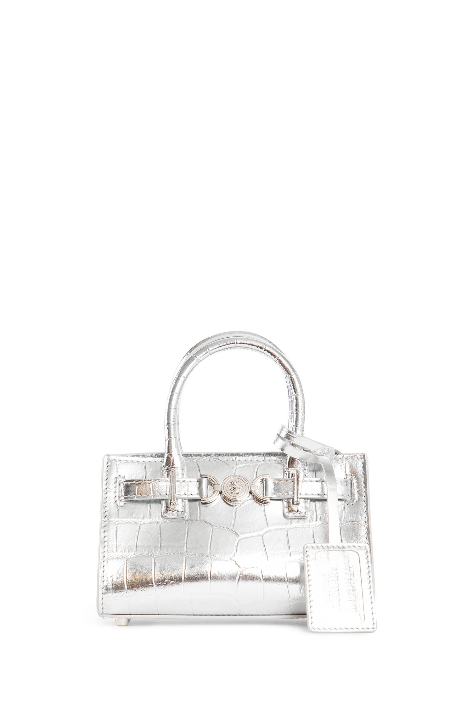 VERSACE WOMAN SILVER TOTE BAGS