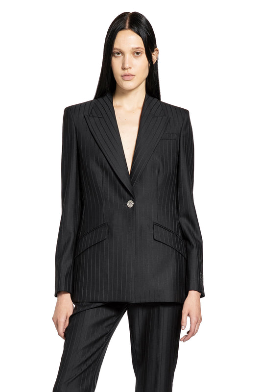 Wool Pinstripe DV Blazer - Antonioli.eu