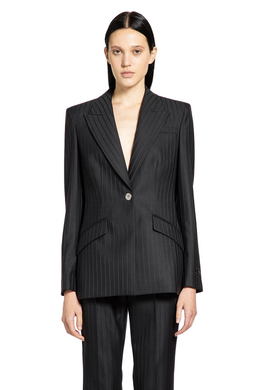 Wool Pinstripe DV Blazer