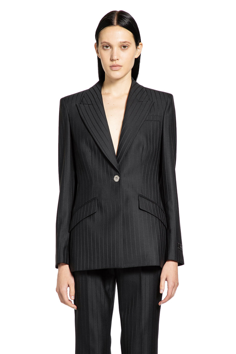 Wool Pinstripe DV Blazer